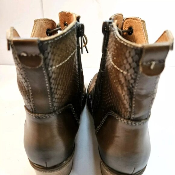 Pikolinos Zaragoza Moss Brown Leather Lace-Up Side Zip Ankle Boots EUR 39 US 8 - Picture 14 of 16